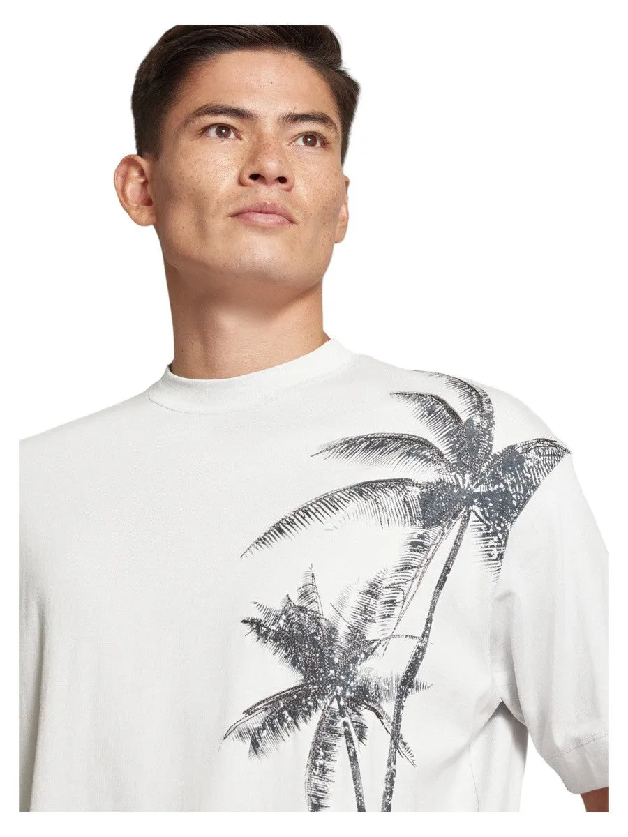 T-shirt stampa palme in cotone
