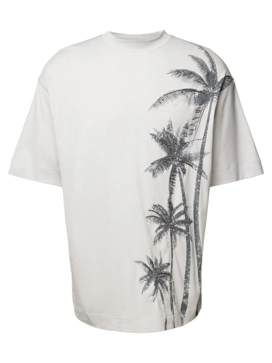T-shirt stampa palme in cotone