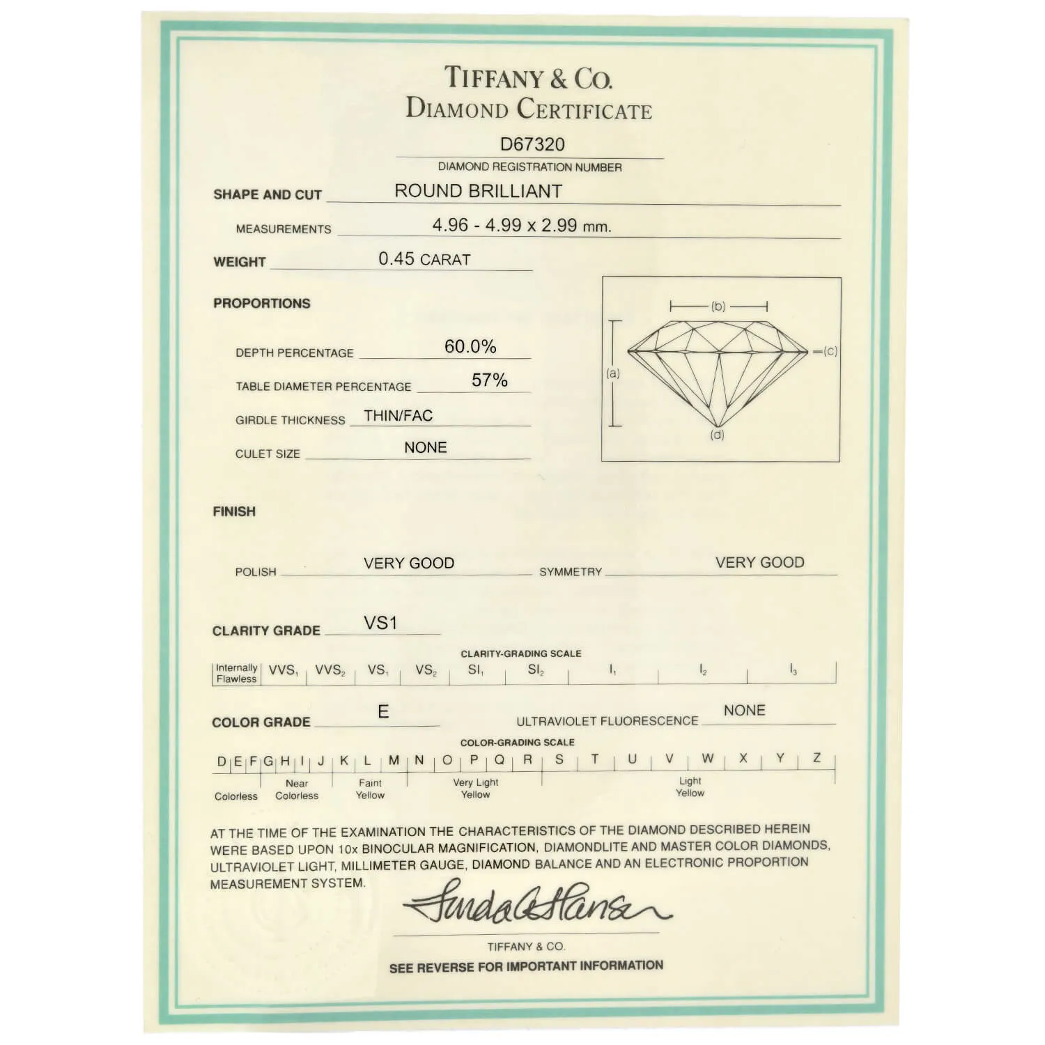 TIFFANY & Co. Estate Platinum Diamond Engagement Ring Set 0.45ct