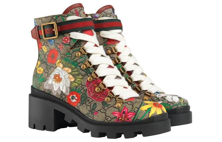 (WMNS) GUCCI Double g Ankle Boots Flowers Embroidered 602184-HT510-8494
