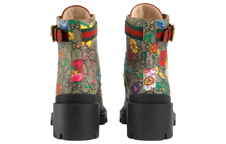 (WMNS) GUCCI Double g Ankle Boots Flowers Embroidered 602184-HT510-8494