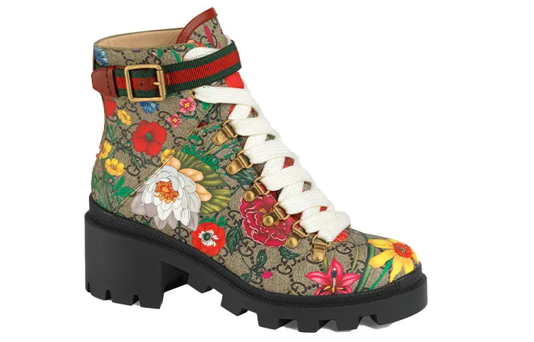 (WMNS) GUCCI Double g Ankle Boots Flowers Embroidered 602184-HT510-8494
