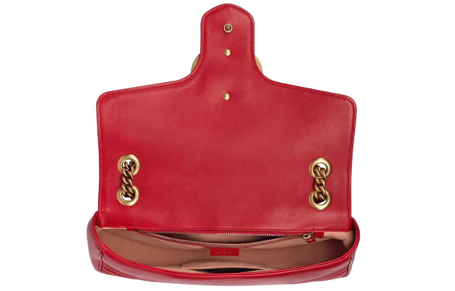 (WMNS) GUCCI GG Marmont Gold Logo Distress Leather Chain Shoulder Messenger Bag Red Classic 443496-DTDIT-6433