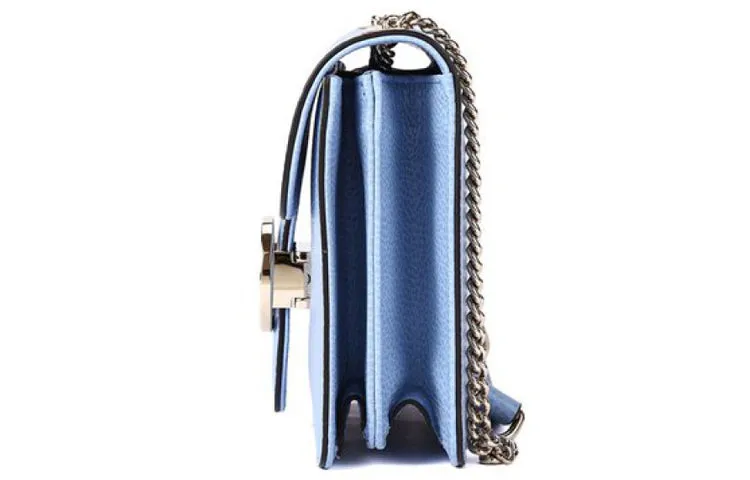 (WMNS) GUCCI Silver Double G Leather Chain Shoulder Messenger Bag Small Light Blue Classic 510304-CAO0G-4503