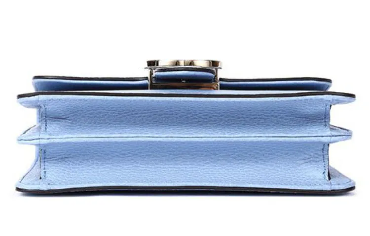 (WMNS) GUCCI Silver Double G Leather Chain Shoulder Messenger Bag Small Light Blue Classic 510304-CAO0G-4503